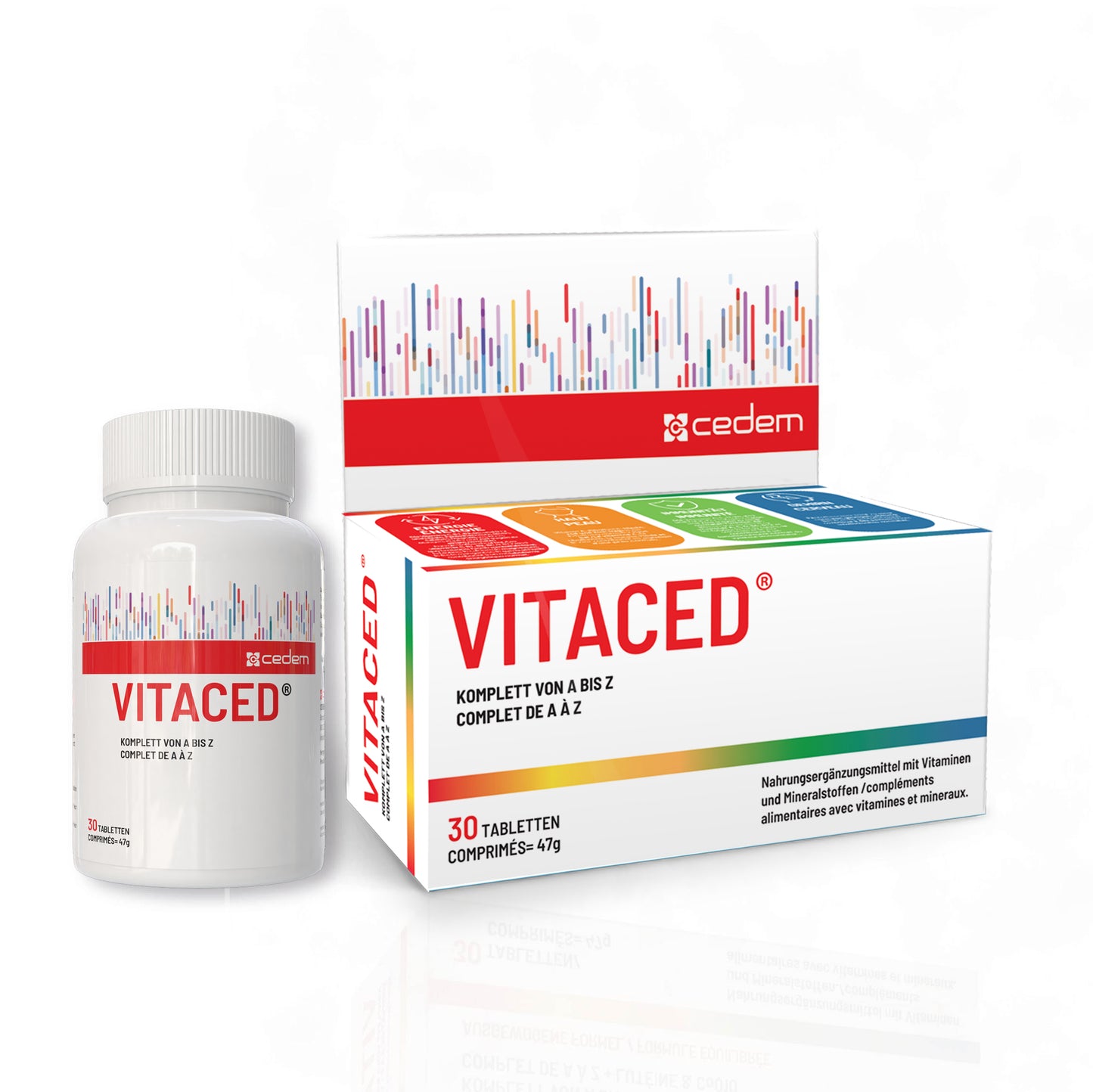 Cedem VitaCed Komplett von A bis Z – Nahrungsergänzungsmittel mit 30 Tabletten zur Unterstützung von Energie, Immunfunktion und allgemeiner Gesundheit – Cedem ag